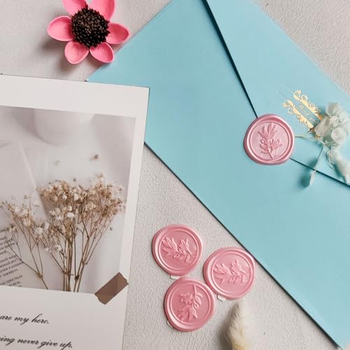 Pollize 50Pcs Wax Seal Stickers, Wedding Invitation Envelope Stickers - color: Pink