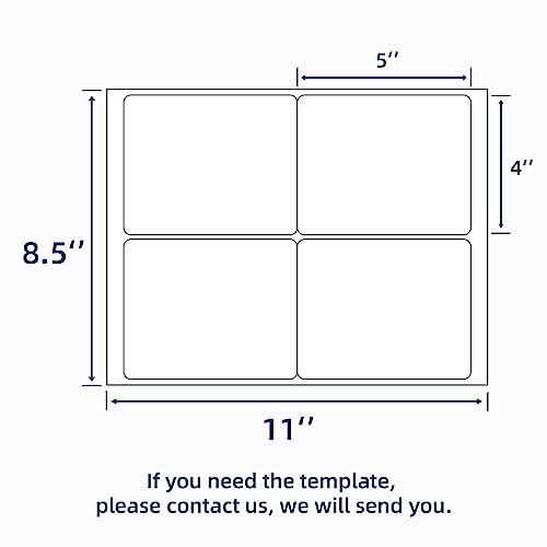 100 Sheets 400 Pcs 4"x5" 4 Up Shipping Address Labels for Laser & Inkjet Printers, Permanent Adhesive 4 per Page Shipping Labels, 4 to a Page Labels, 4 Stickers per Sheet - size: 4"x5"--400 Labels