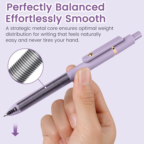 FIOVER Gel Pens 6pcs 0.7mm Fine Point Black Ink Quick Dry Pens | Smooth Writing Pens for Journaling, Nurse Aesthetic Cute Office School Supplies, Gifts for Women and Men - color: 6Pcs Morandi-Black Ink, size: 1 Count (Pack of 6)