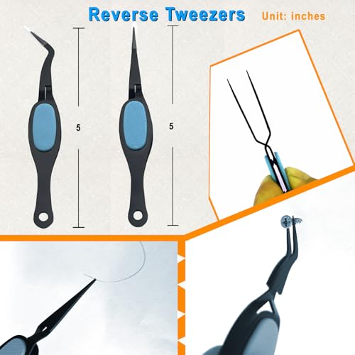 Precision Tweezers Set Anti-Static use for Electronics Soldering, Jewelry-Making, Laboratory & Crafts - Includes Storage Box