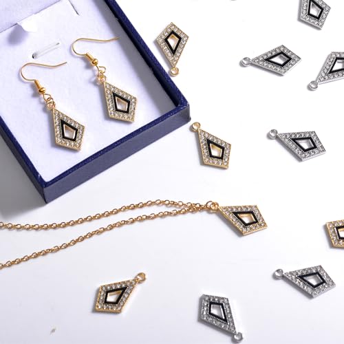 stino 40/50 Pieces Rhinestone Charms, Turtle Heart Bow Cross & Rhombus Jewelry Making Supplies, Silver & Gold Plated Crystal Pendants - style: Arrow (40Pcs)