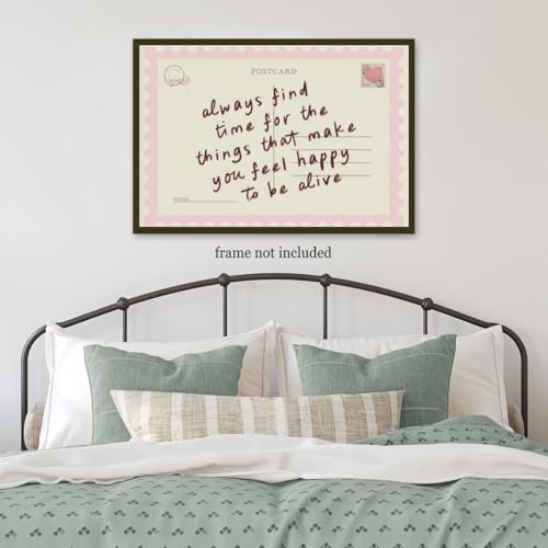 Vintage Pink Inspirational Postcards Wall Art Always Find Time For The Things Positive Affirmations Quote Poster Trendy Preppy Painting Aesthetic Gift For Her Girls Bedroom Decor Unframed12x16inch - color: style-1-Unframed, size: 16"L x 12"W