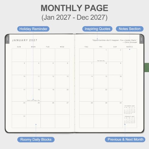 &And Per Se 2027 Planner, 12-Month Monthly & Weekly, 2027 Calendar Planner with 100gsm Paper, B5 Hardcover Faux Leather, 7.5" x 10" (Midnight Vase) - color: Midnight Vase, size: 7.5" x 10"(Jan 2027-Dec 2027)