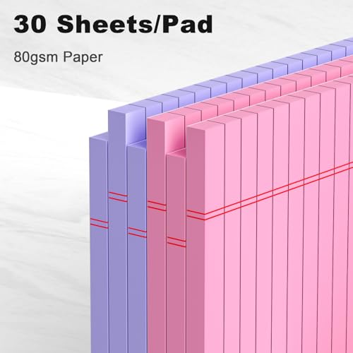 AILZFEI Pink Purple Small Legal Pad 5 x 8 College Ruled Color Legal Pads Paper Notepads 6 Pack Sturdy Back Writing Pads 5 x 8 Note Pads Perforated Narrow Ruled Pads of Paper - color: Pink & Purple