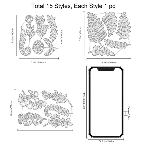 INFUNLY Fern Leaf Cutting Dies Plant Pattern Cutting Stencil Embossing 15pcs Leaves Metal Die Cuts for Scrapbooking DIY Card Making Decorating Paper Stencil - color: Fern Leaf Cutting Dies