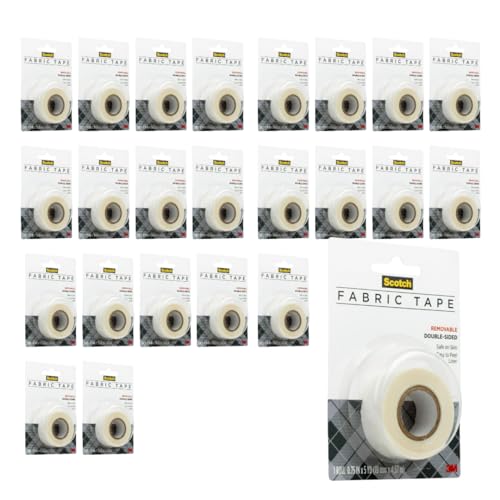 Scotch Removable Fabric Tape, 3/4 in x 180 in Rolls, 24-Pack | Double Sided, White, Model FTR-1-CFT - size: Pack of 24