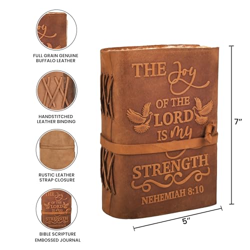 LEATHER VILLAGE Prayer Journal Joy Verse, Natural Tan 7x5. - color: Vintage Brown