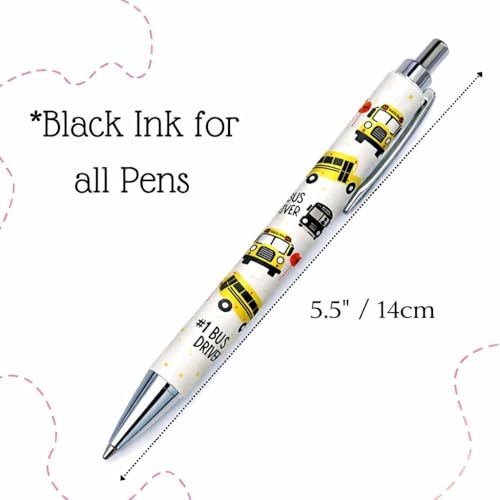 6PC School Bus Driver Appreciation Pens Thank You Gifts Retirement Party Favor Supplies Birthday End of Year Staff Ideas Transportation Employee Token Novelty Ballpoint Writing Set Accessories - style: Bus Driver