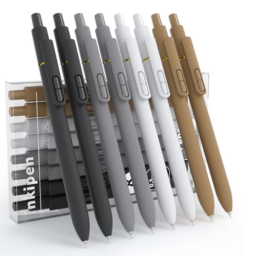 inkipen 8 Pcs Gel Pens Black Ink, Fine Point(0.5mm),with Fidget Clip - color: black-white-8PCS