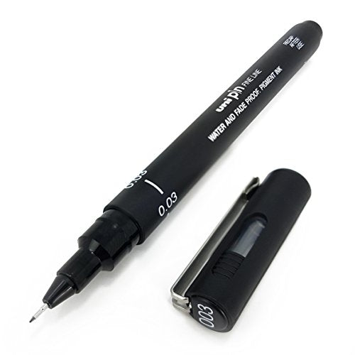 Uni Pin Fineliner Drawing Pen - Black - 0.03mm - Pack of 6