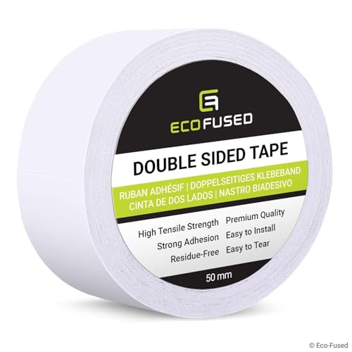 Eco-Fused Premium Double Sided Adhesive Tape - for Arts and Crafts, DIY and Office - Quick and Easy to Use on Paper, Glass, Plastic, Wood, Metal and Fabric (1 Roll 19.7" X 27 Yards) - color: White, size: 1 Roll 1.97" X 27 Yards