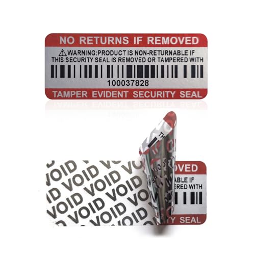 Tamper Evident Proof Barcode Stickers with Individual Serial Number Security Warranty Void Sticker,Sealing Label for Package(280pcs 2x0.8in Red Matte Silver) - style: 280pcs Red silver