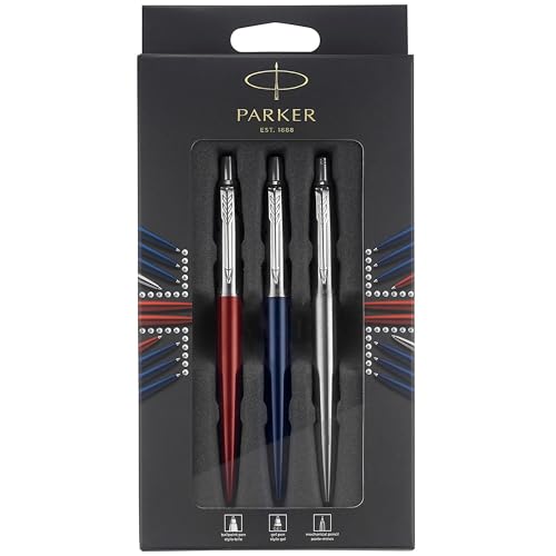Parker Jotter London Trio Discovery Pack: Ballpoint Pen (Royal Blue) Gel Pen (Red Kensington) & Mechanical Pencil (Stainless Steel) - size: 1 Count (Pack of 1), style: London Trio Discovery Pack