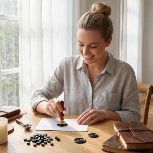400pcs Black Wax Seal Beads Premium Sealing Wax Beads, Octagon Seal Stamp Pellets Refill Pack for Wedding Invitations Sealing Stamp Bead Xmas Gift Wrapping & Bridal Crafts（Black） - color: Black