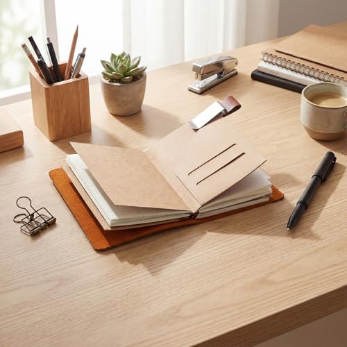 Thenshop Leather Travel Notebook 3 Inserts,Brown,Passport Size | Refillable Travel Journal with Pen Holder and Clip, Passport Notebook Accessories for Organizing Notes, Handmade Diary - color: Brown, size: Passport Size