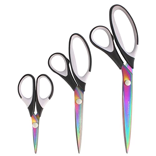 JubileeYarn Titanium Softgrip Scissors Set for Sewing, Arts, Crafts, Office - 10 Sets of 3 - Black - color: 3pc Black, size: 10 Sets