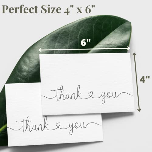 Thank You Cards with Kraft Envelopes and Stickers, Bulk Pack of 20, 4x6 Inch Professional Looking - Suitable for Business, Baby Shower, Wedding, Small Business, Graduation, Bridal Shower, Funeral | 4"x6", Heavyweight Cardstock with Thank You Stickers, For