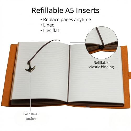 Personalized Leather Journal – Custom Engraved Refillable A5 Notebook