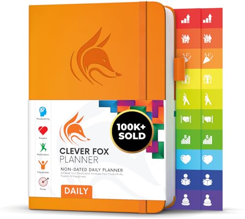 Clever Fox Daily Planner, Undated Professional & College Day, Orange - color: Orange (Undated)
