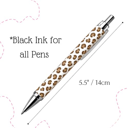 6PC Cheetah Print Retractable Pens Bulk Gift Set Cute Girly Leopard Jaguar Animal Prints Teachers Writing Pen Office Desk Accessories Journal Planner School Supplies Party Favor Gifts for Women Adults - style: Cheetah