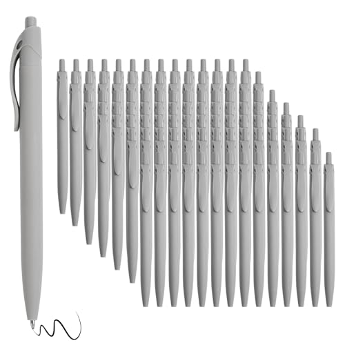 BallPoint Pens, 100 Pack (BLACK Ink),Bulk Pens, Grey Barrel,Click Pens for Office Home and School, Retractable Ballpoint Pens, Medium Point, 1.00MM (Grey) - color: Grey