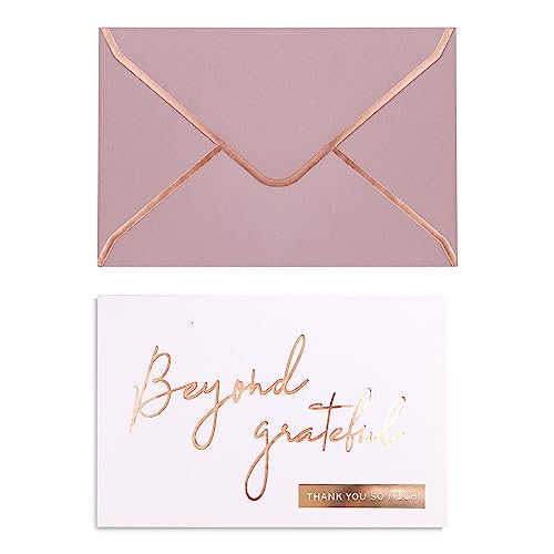 Rose Gold Beyond Grateful Thank You Cards with Envelopes - 36 PK - 4x6 Inches Bridal Shower Thank You Cards Baby Shower Baby Girl Thank You Notes for Wedding Birthday