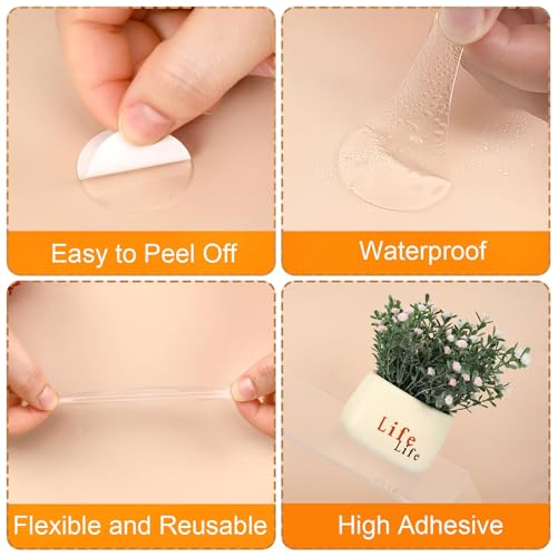JANYUN 144Pcs Sticky Tack Tape for Walls, Sticky Dots Strips Adhesive - size: 0.98"+1.38"+1.77" Round