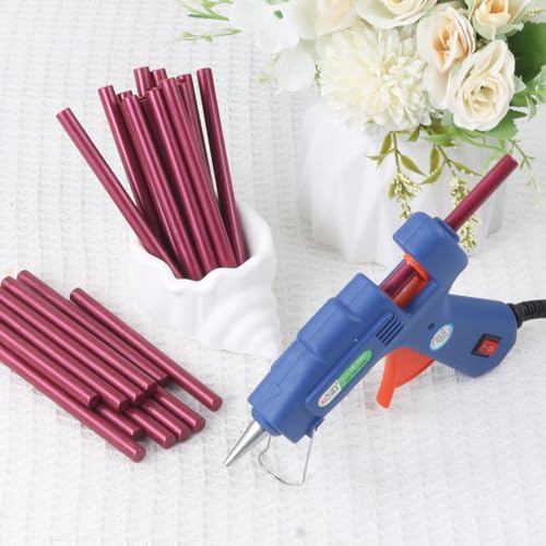 Purplish Red Wax Seal Sticks, 30pcs Sealing Wax Sticks, HOSEALING Glue Gun Wax Seal Sticks for Wax Seal Stamp, Premium Sealing Wax for Wedding Invitations, Letter, Envelope (Mini Size) - color: Purplish Red
