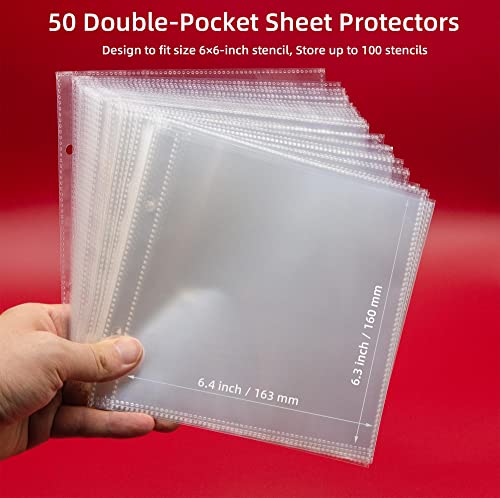 Cookie Stencil Storage Binder, Stamp & Die Cut Storage Binder with 50 Clear Sheet Protectors Holds 6"x6" Size - Clear Binder with D-Rings for Scrapbooking Die-Cuts, Embossing Folders Organizer
