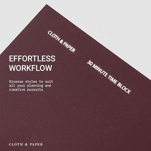 Cloth & Paper Travel Notebook | Time Blocking Planner – Bordeaux | Pocket Plus Daily Schedule Planner 3.2" x 6" | 30 Minute Time Block Layout for Planning, Scheduling & Productivity – Soft Touch Cover - color: Bordeaux | Time block