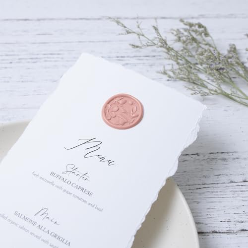 UNIQOOO Wax Seal Stickers - 3D Magnolia Wedding Invitation Envelope Botanical Seal Stickers, 50 Pcs Self- Adhesive Dusty Rose Stickers, Perfect for Invitation, Christmas, Gift Wrapping, Party - color: Dusty Rose, size: Magnolia,50