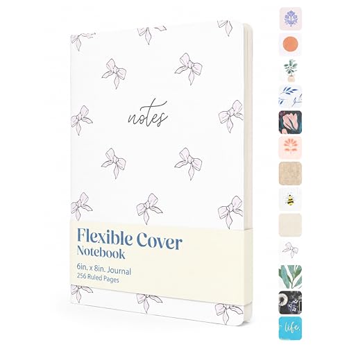 WORLD TRAVELER Eccolo A5 Lined Journal 256 Ivory Pages Lay Flat 6x8 - color: Purple Bow