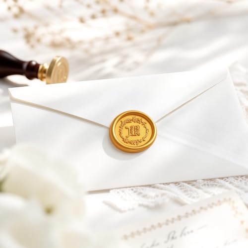 50Pcs Gold Wax Seal Stickers Letter M Self-Adhesive Wax Stickers - color: M