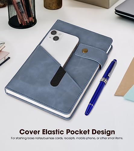 vfaejll Lined Notebook with Pen, 5.9"x8.4" A5 Hardcover Leather Journal Set - color: Blue
