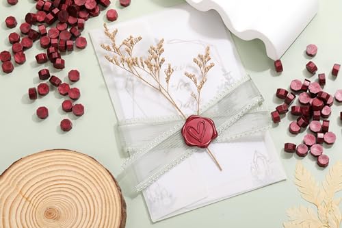 Yoption 360Pcs Burgundy Sealing Wax Beads with 2 Spoons and 4 Tea Candles for Wax Seal Stamps, Cards, Wedding Invitations, Wine Packaging, Gift Wrap, Envelopes - color: Burgundy