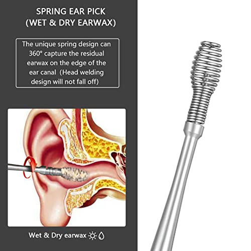 8 Pcs Ear Wax Removal Kit,Professional Double-Headed Ear Pick Earwax Removal Tools,316L Stainless Steel Ear Cleaner Curette with Cleaning Brush and Storage Box,Suit for Kid Adult(Silver) (Pack of 2) - color: Silver, size: Plastic Case (Pack of 2)