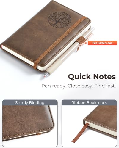 BIYUNRO Small Pocket Notebook, Leather Journal Mini (Pink) - color: Pink