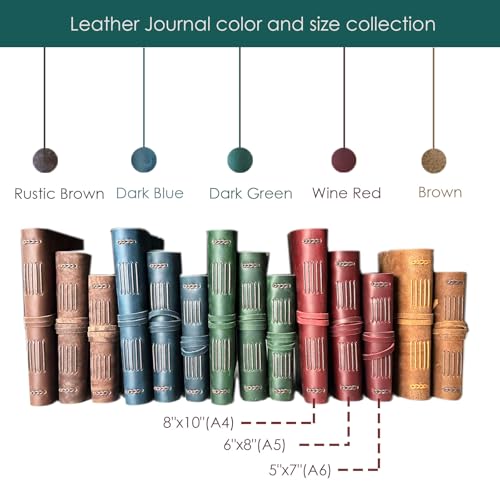 CooLeathor Red Notebook Journal - Nice Genuine Leather Journaling for writers A5 Size Diary 6.2x8.5 Inch,Notepad For Women,Man,Vintage,Gifts,Work,Traveler,Personal,Wine Red - color: Wine Red, size: 6"x8"