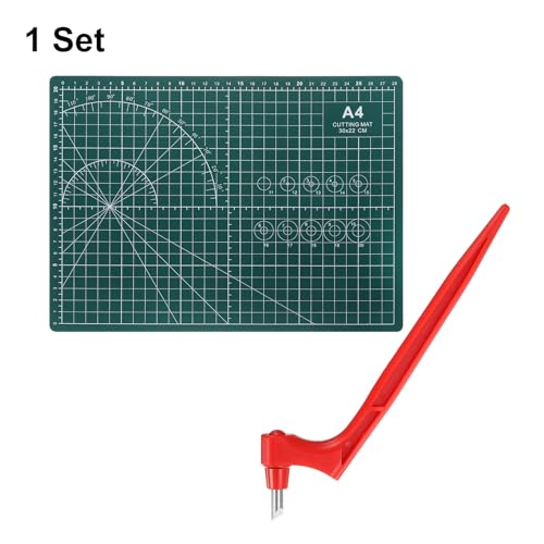 HARFINGTON Craft Cutting Tools 30 Degree Blades 360 Degree Rotating Blade Stainless Steel Cutter Pen Knife with Mat for DIY Crafts Stencils Scrapbooks, Red - color: Red