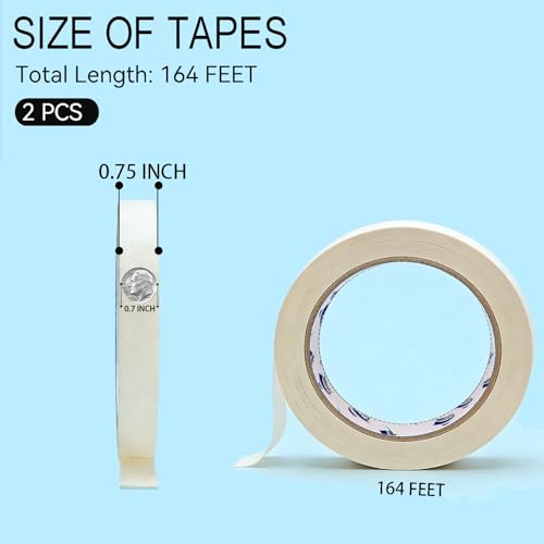 0.75in White Beige Masking Tape Bulk 2 Rolls 110Yds Craft Art School Home Office General Multipurpose Adhesive Tape - size: 0.75inch-2roll