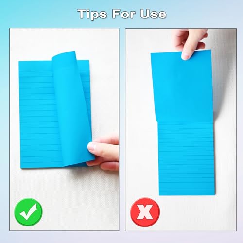 HQCME 9 Pack Lined Sticky Notes with Lines 4X6 in, Aquatic Themed Colors - color: Light Blue, Blue, Light Green