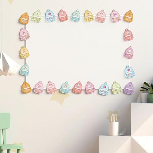 Chuangdi 60 Pcs Backpack Cutouts Boho Backpack for Classroom - style: Backpack Cutouts