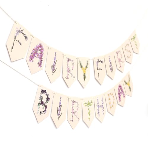 Fairy Floral 1st Birthday Banner - Pink Fairy One Script Garland, Elegant Watercolor Flower Happy Birthday Bunting, Secret Garden Enchanted Floral Letter, Forest Theme Cake Smash Party Backdrop Props (Fairy First Birthday) - color: Fairy First Birthday