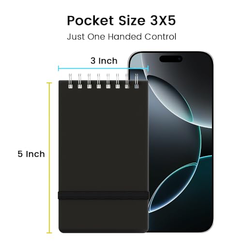 BEYONG Notebook Pocket, Small Mini Spiral Notepad 3x5 | Flex Fit. Quick Notes. - color: 4 Pack