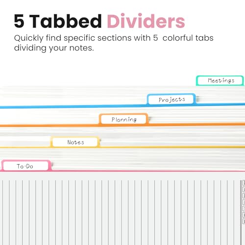 Taja Cute Large Spiral Lined Notebook for Work with 5 Removable Dividers - color: O-Nocturne Garden