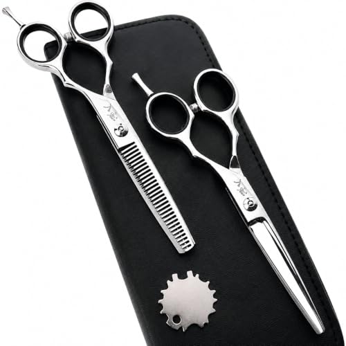 Ronin Hair Cutting Shears Set by Tokko Katana, Professional Scissor Kit, 6.5" Sharp Stainless Steel Regular & Thinning Haircut, Grooming Scissors for Barber, Hairdresser, Salon Professional, & DIY