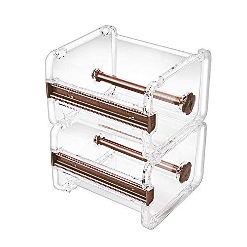 2 Pack Transparent Desktop Multi Washi Masking Sticker Storage Dispenser,Sticker Cutter,Sticker Roll Holder (Not Include Masking Sticker)(Black) - color: Black
