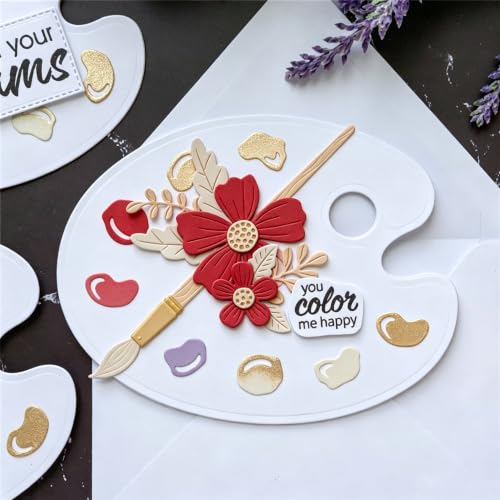 Metal Cutting Die for Scrapbooking, Tools Card Making Supplies Durable Cut Stencils for DIY Scrapbook Photo Album Decorative Paper Card (Flower Palette 5.2 x 3.9 in) - color: Flower Palette 5.2 x 3.9 in