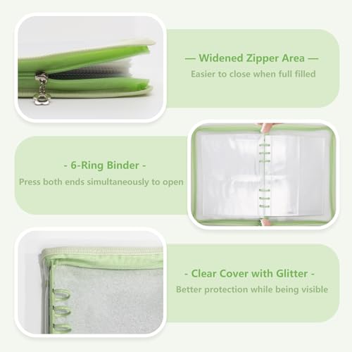 A5 Sticker Storage Organizer Binder Collecting Book Album, Green - color: green