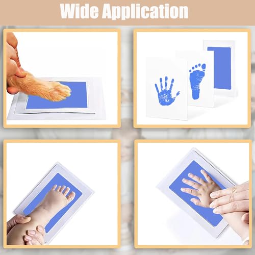 Inkless Hand and Footprint Kit, Newborn Baby Keepsake, 4-Pack | No-Mess Clean Touch Ink Pad for Baby Handprint & Footprint, Non-Toxic Baby Gift, Pet Paw Print Kit (4 Pack Light Blue) - color: 4 pack blue